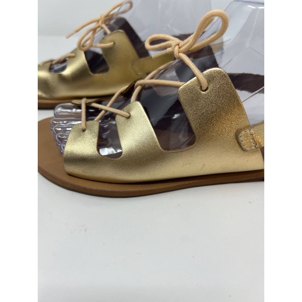 Ana Capri Women's Gladiator Metallic Gold Sandals Flats Size 37 US 6.5 - Picture 6 of 13